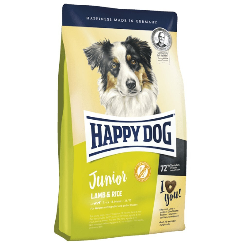Happy Dog Junior Lamb&Rice - корм для юниоров средних и крупных пород (от 7 до 18 месяцев) с чувствительным пищеварением с ягненком и рисом