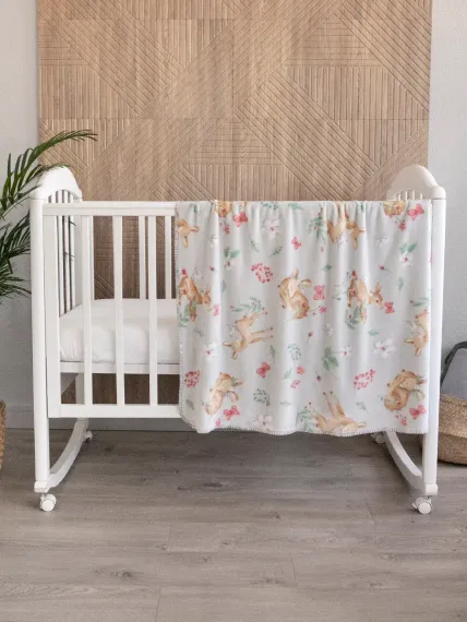 Плед для новорожденных Baby Nice MICRO FLANNEL Оленята серый 75х100