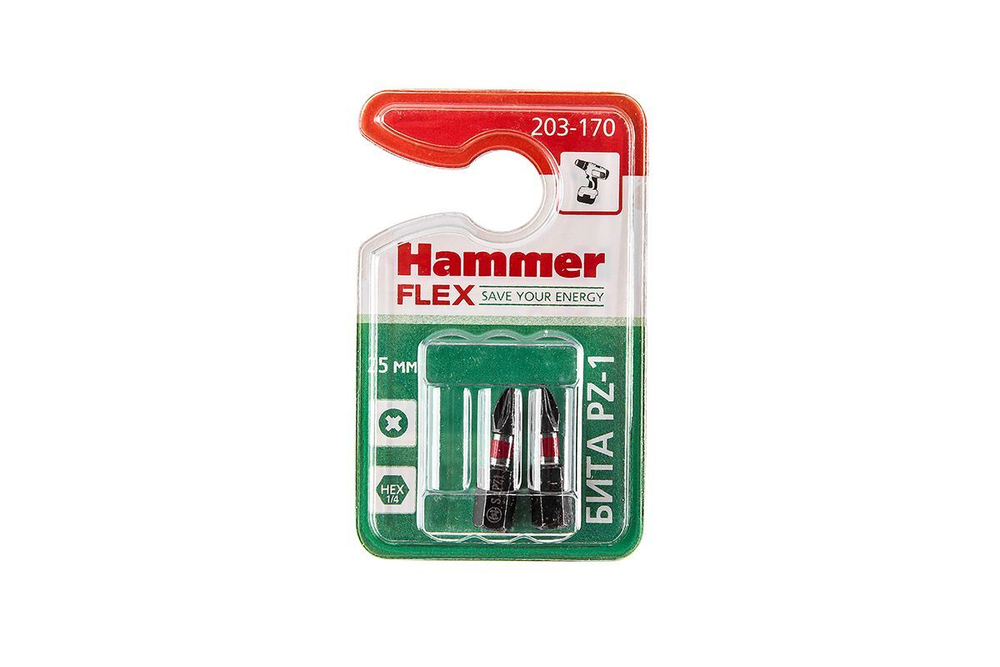 Бита Hammer Flex 203-170  PZ-1 25мм, 2шт.
