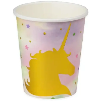 Набор бумажных стаканов «Единорог» с золотым тиснением, 250 мл,6 шт, еврослот