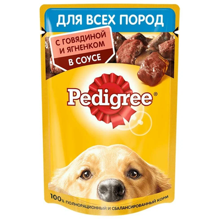 Влажный корм Pedigree для собак говядина и ягненок в соусе 85 гр