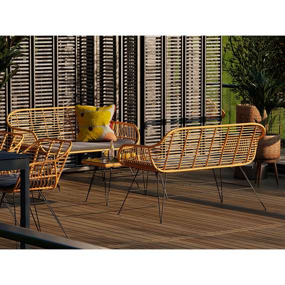 Кушетка Vetle Bent, 125х68 см, светлый ротанг