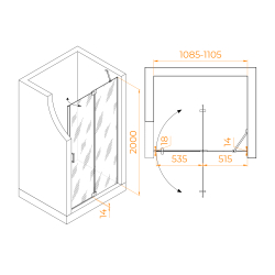 Душевая дверь RGW HO-014Gr (Прозрачное, 1100)