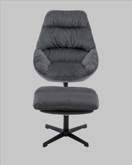 Кресло Оррелл серый с оттоманкой