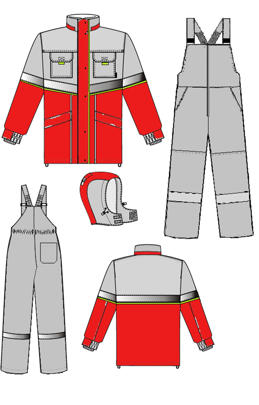 Костюм женский утепленный «СЕВЕРНАЯ ШИРОТА» (куртка+полукомбинезон) цв.серый/красный
