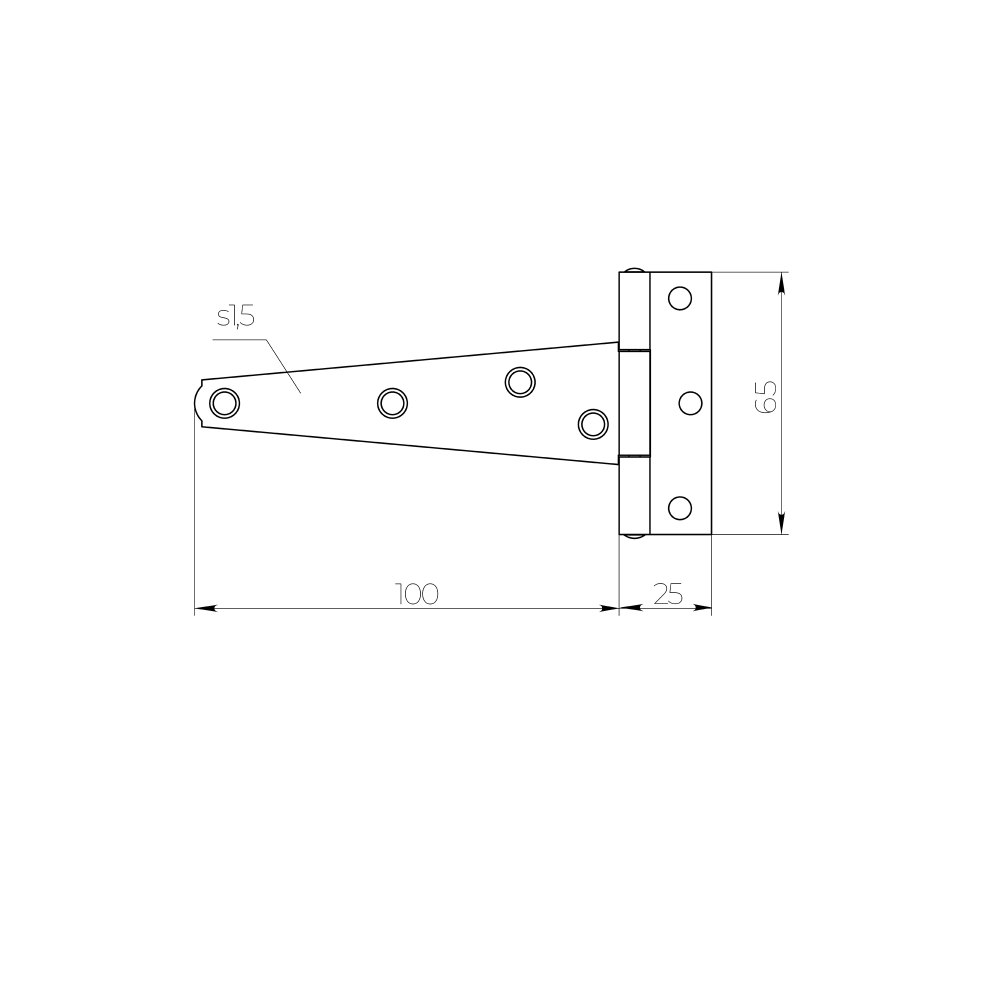 Петля-стрела мебельная LM/IN100 STR YZN желтый цинк