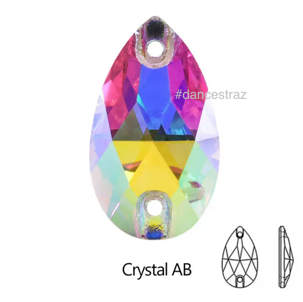 Стразы пришивные, Teardrop, Crystal AB, 001AB, 16*25mm, (36 ea/pkg), 5A+, (F2)