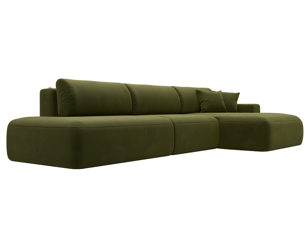 Диван угловой Лига-036 НПБ Модерн Лонг правый угол МИКРОВЕЛЬВЕТ Зеленый