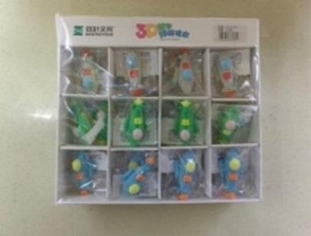 Ластик "Ракета" 5*2см, в пакете, 3 вида микс