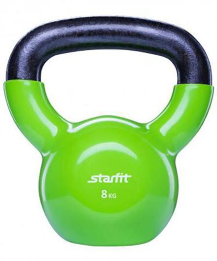 Гиря винил. STARFIT DB-401, 8 кг, цвет зеленый