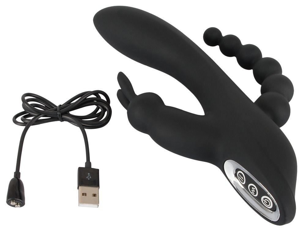 Черный тройной вибратор Triple G-Spot Vibrator - 20,8 см.