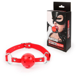 Красный кляп-шарик на регулируемом ремешке с кольцами (Цвет: красный)