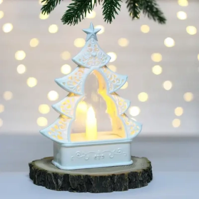 Сувенир с подсветкой «Волшебная ёлочка» 12,5*5,3*16,5 см, Белый (работает от батареек 3*ААА)