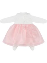 Комплект на выписку &quot;Бабочка&quot; комбинезон и платье (молочное с розовой юбкой)