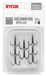Крючок тройник рыболовный RYOBI RTH-03 №08 ( упк. по 8шт.). Товар уцененный