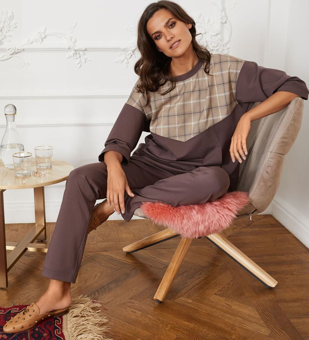 Элегантный джемпер свободного силуэта (Размер: S) (Цвет: коричневый)