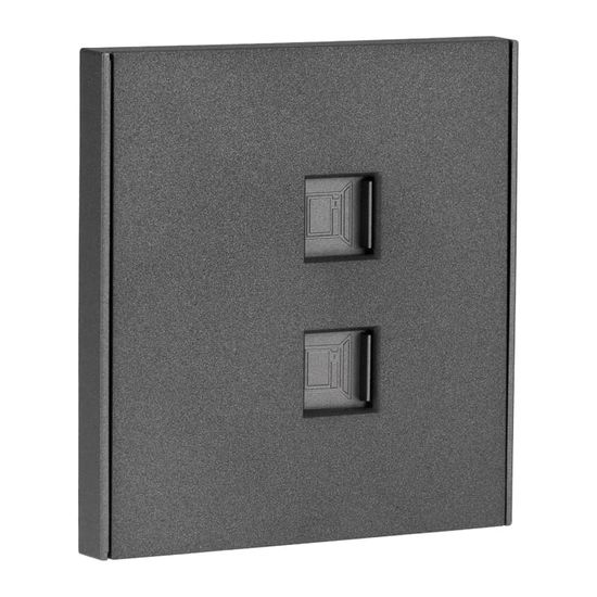 Розетка STRONG компьютерная двойная RJ45+RJ45 кат6 с/у графит KRANZ