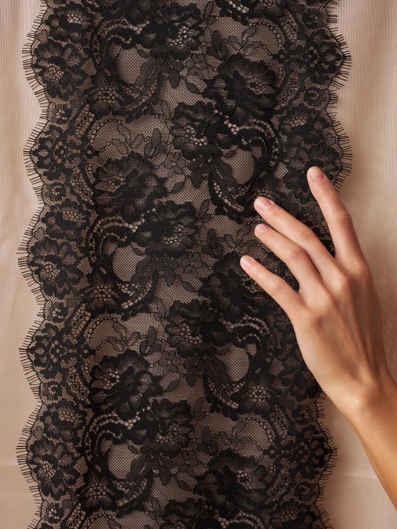 01-45 Кружево шантильи 20-22 см, черный 170