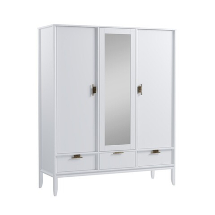 Шкаф 3х дверный с зеркалом «Бридж» белый лак