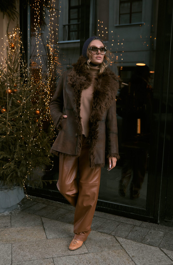 Дубленка двусторонняя Тиградо шоколадная