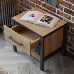 Прикроватная тумба DIWO Элиста дуб крафт золотой, черный