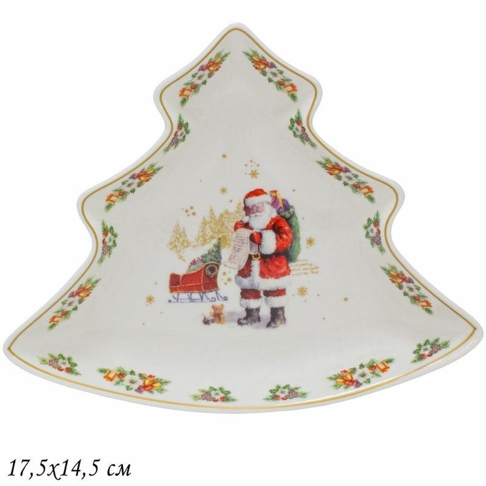 Lenardi 205-286 Блюдо 17,5х14,5 см НОВЫЙ ГОД в под.уп.(х48)Фарфор