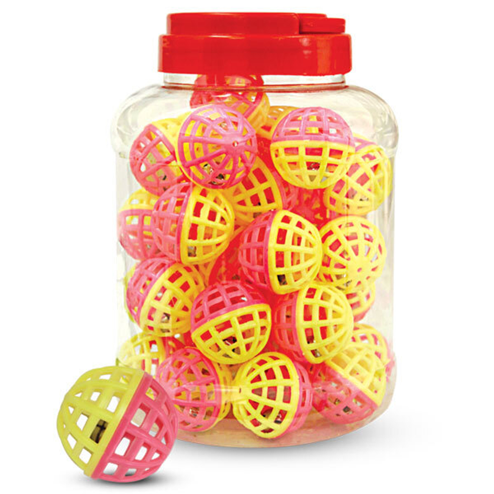 Игрушка для кошек "Мяч-погремушка", желто-розовый, d40мм (банка 40шт.), Triol