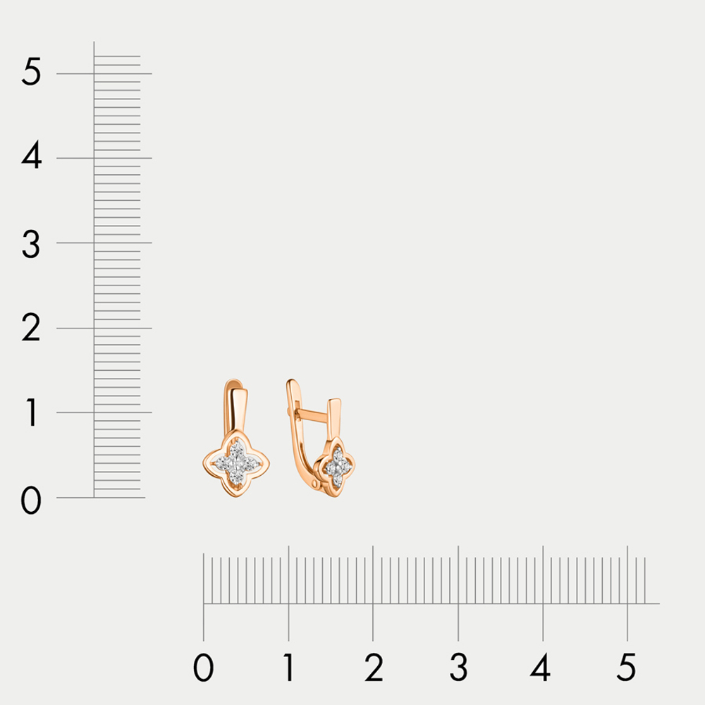 Серьги для детей с фианитами из розового золота 585 пробы (арт.1204591)