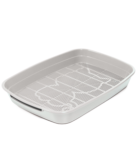 Туалет для кошек с сеткой малый "Леопольд", светло-серый, 340*260*50мм, Gamma