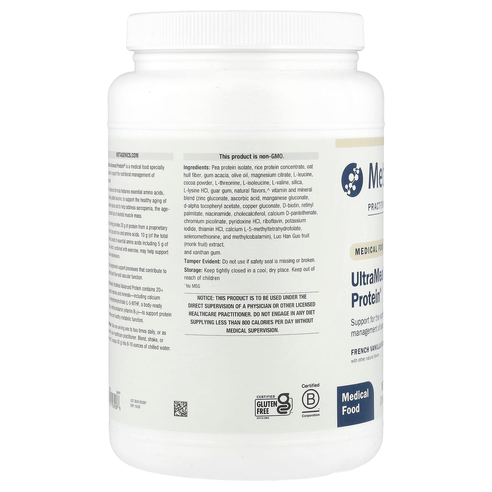Metagenics, Medical Food, UltraMeal Advanced Protein®, со вкусом французской ванили, 588 г (1 фунт, 4,74 унции)