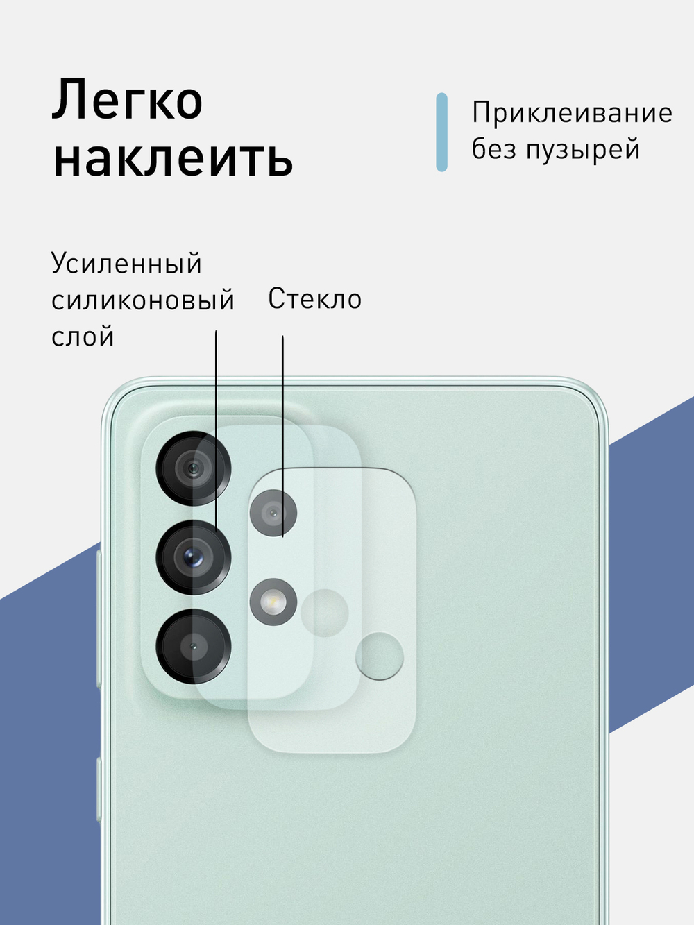 Стекло на камеру ROSCO для Samsung Galaxy A73 оптом (арт. SS-A73-CLEAR-CAM-GLASS)