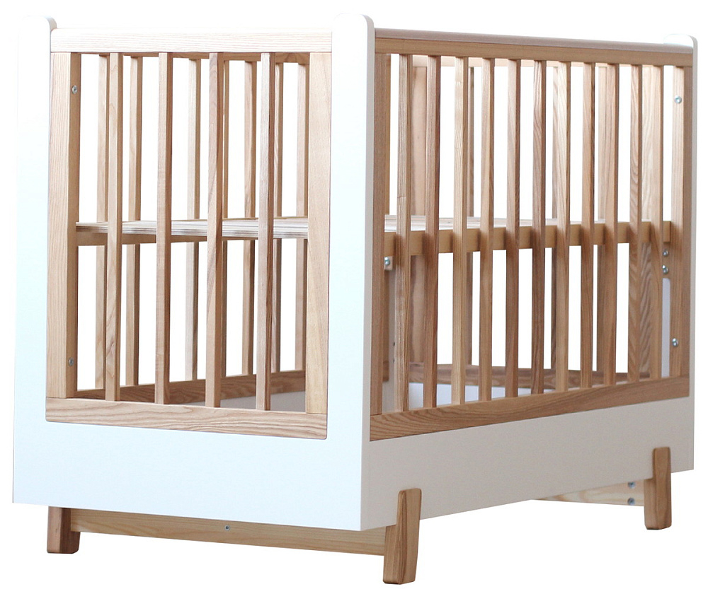Детская кроватка Фабрика Облаков Onlybaby Scandi маятник продольный молочный, дерево