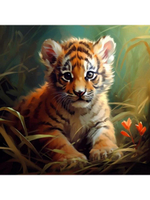 Картина по номерам 30х30см. "Малыши. Тигрёнок на охоте" 20цв. коробка (арт. Х-6333)