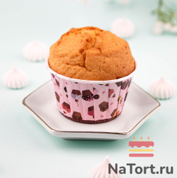 Формы бумажные с ламинацией «Маффин» 50х40 мм (Розовый с кексами) 100 шт