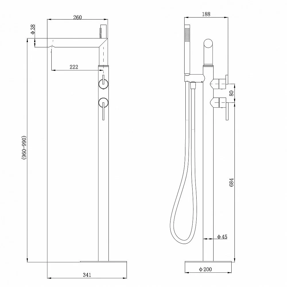 Смеситель для ванны Abber Perfekte 316 AF8A15BG брашированное золото