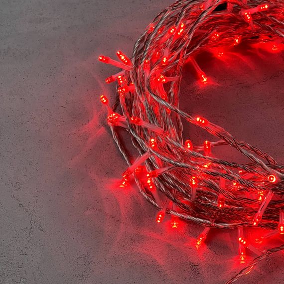 Светодиодная гирлянда с возможностью динамики 20 м., 200 красных LED ламп, 24V., прозрачный силиконовый провод, IP65, Beauty Led (EST200-3W10-1R)