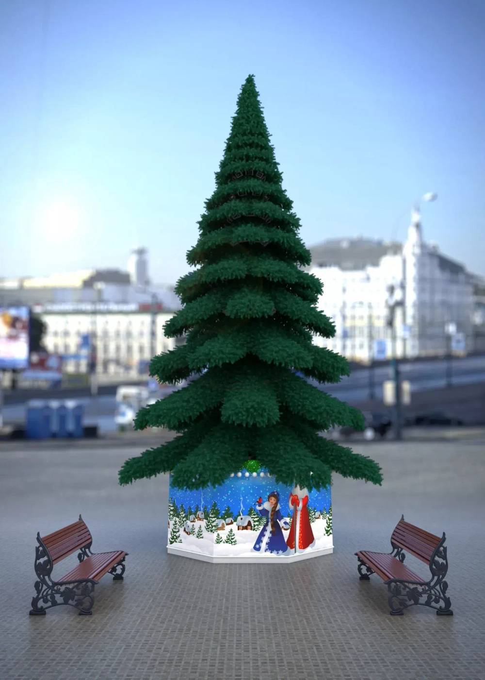 Уличная елка Таежная Премиум зеленая 19 м., ствольная, ПВХ, Green Trees (GT19TAPVC)