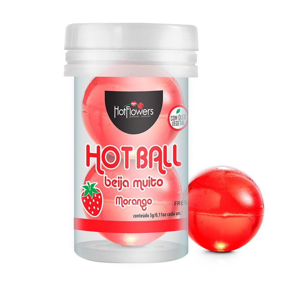 Лубрикант на масляной основе Hot Ball Beija Muito с ароматом клубники (2 шарика по 3 гр.) (Цвет: не задано)