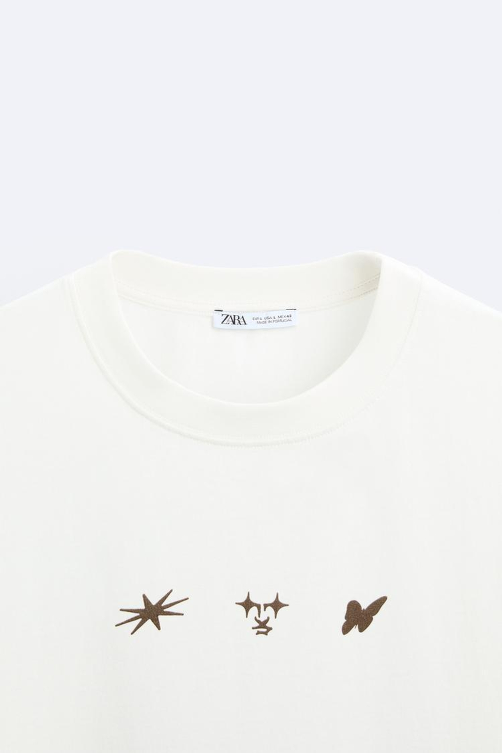 ZARA ФУТБОЛКА СВОБОДНОГО КРОЯ, ЖЕЛТОВАТО-БЕЛЫЙ