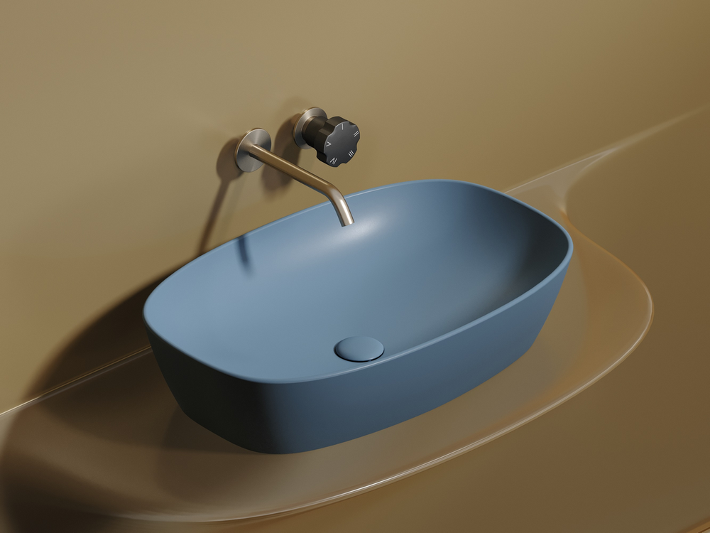 Умывальник чаша накладная овальная (цвет Голубой Матовый) Element 610x385x140мм