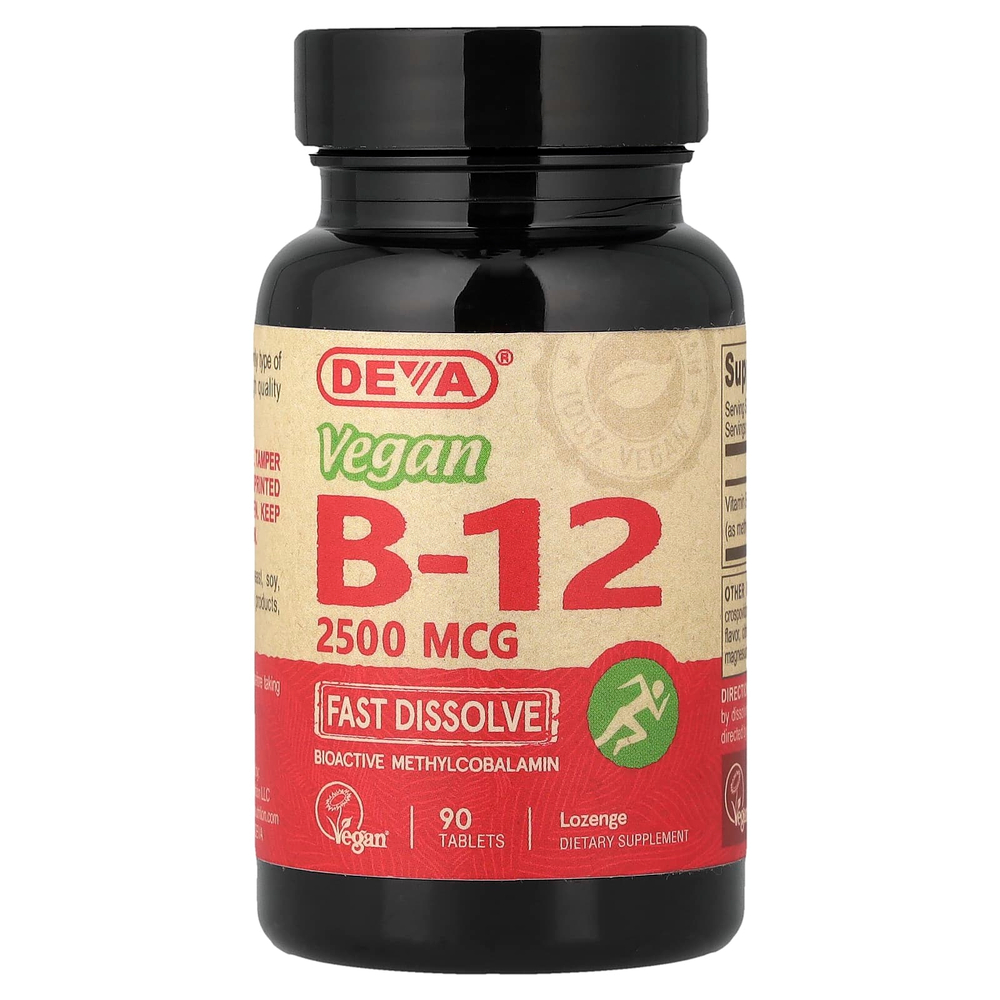 Deva, веганский витамин B12, быстрорастворимый, 2500 мкг, 90 таблеток