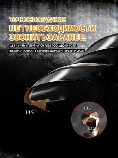 шестигранный хвостовик/Набор сверл по металлу HSS 15 шт (1.5-6.5 мм)