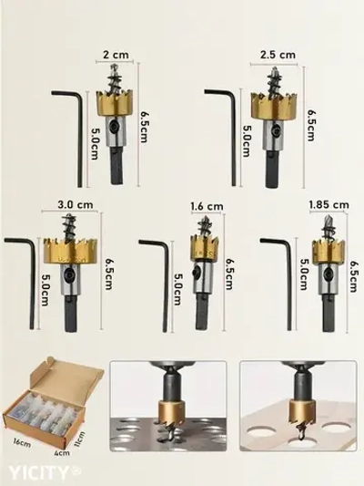 Коронки по металлу (Корончатые сверла) из быстрорежущей стали (набор 16-30 мм)/набор сверл по металлу/5 шт