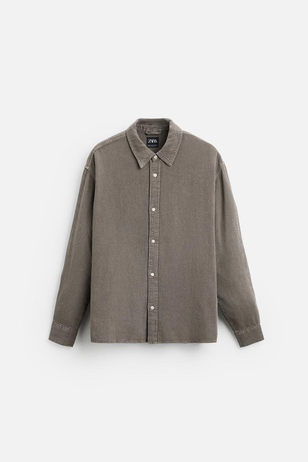 ZARА ДЖИНСОВАЯ РУБАШКА, ТЕМНО-СЕРЫЙ/КОРИЧНЕВЫЙ