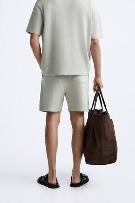 ZARA ШОРТЫ SOFT В РУБЧИК, ГОЛУБОЙ