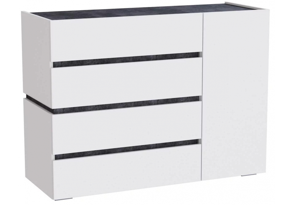 Комод Woodville Атлон белый, бетон темный