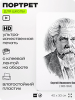 Портрет для школы в кабинет литературы и русского языка "Ожегов Сергей Иванович", стенд школьный для класса, для оформления классного уголка, 40х30 см, Silver Plane x Айдентика Технолоджи