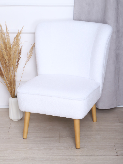 Кресло "Donatello" букле мех белый/натурал. Для кухни, прихожей, салона красоты, офиса. 65х72х87 см