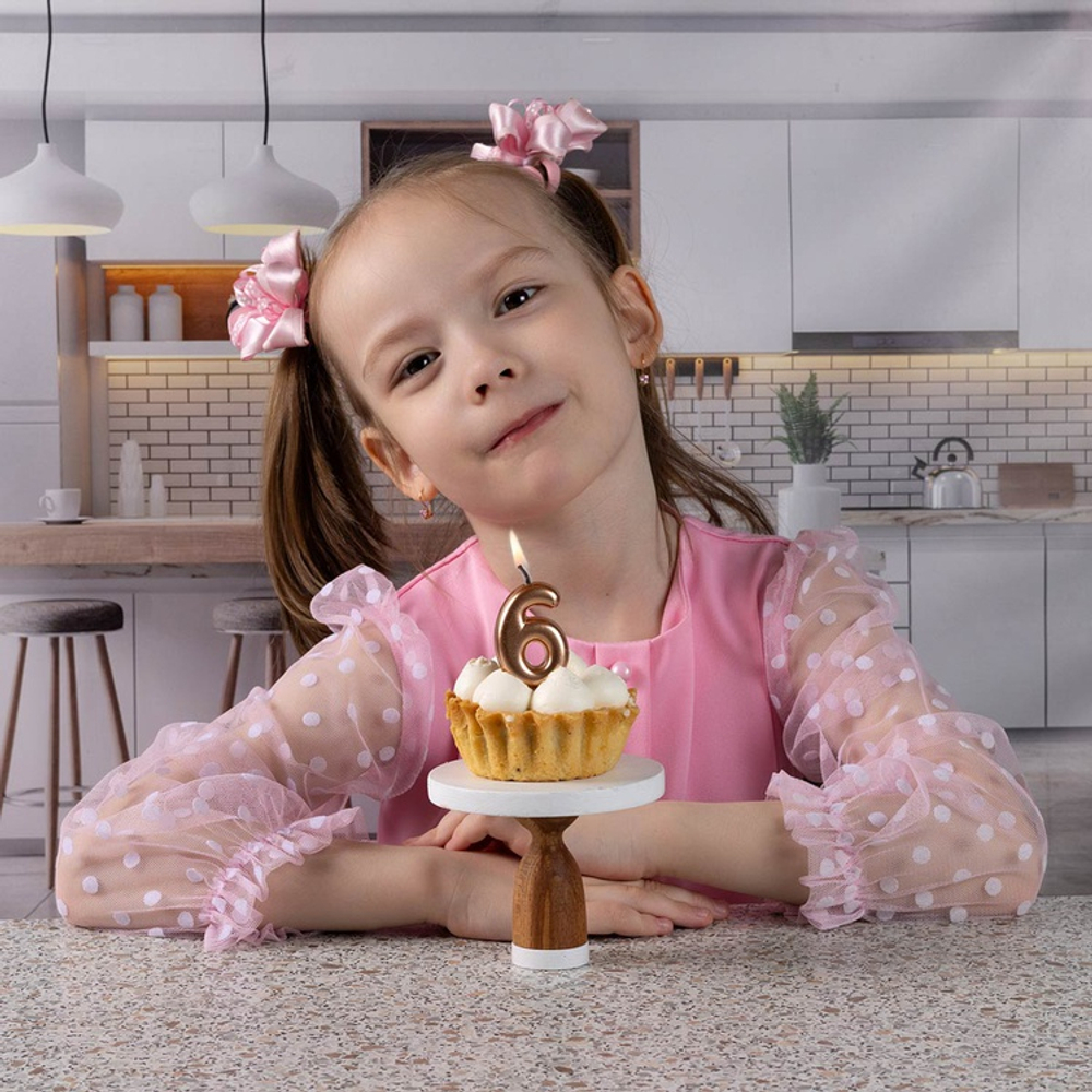 Свечи-цифры Розовое золото 4,5см