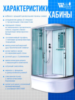 Душевая кабина WeltWasser без силикона (120х90) прозрачное стекло, поддон низкий, крыша, левосторонняя